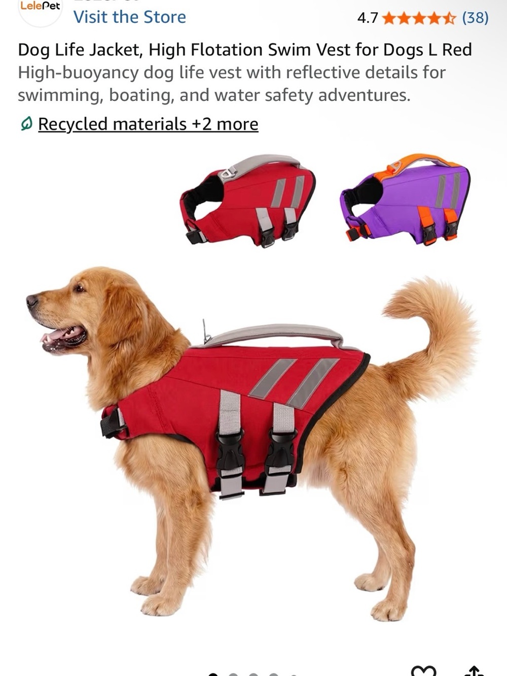 Red Dog Life Jacket - High Flotation Swim Vest for Dogs